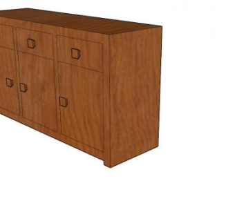 实木棕色餐具柜SU模型下载_sketchup草图大师SKP模型