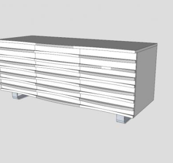 白色家用餐具柜SU模型下载_sketchup草图大师SKP模型