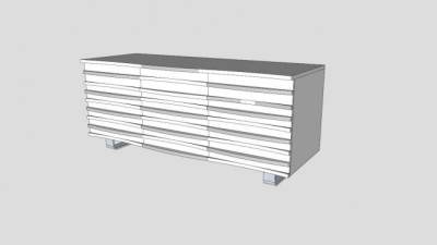 白色家用餐具柜SU模型下载_sketchup草图大师SKP模型