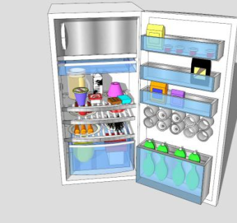 单门电冰箱SU模型下载_sketchup草图大师SKP模型