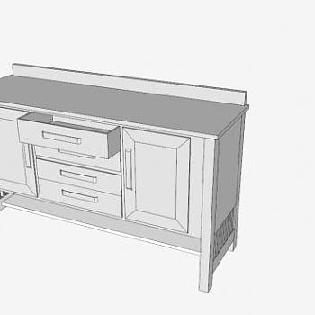 4个抽屉餐边柜SU模型下载_sketchup草图大师SKP模型