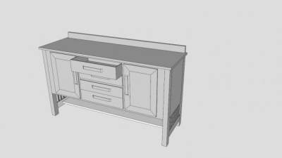 4个抽屉餐边柜SU模型下载_sketchup草图大师SKP模型