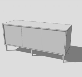客厅白色餐边柜SU模型下载_sketchup草图大师SKP模型