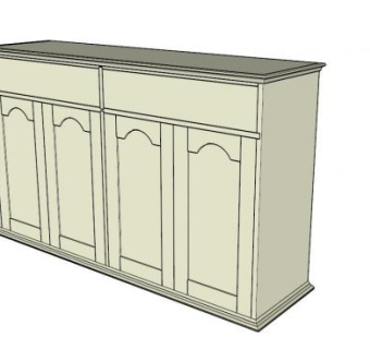 白松木餐具柜SU模型下载_sketchup草图大师SKP模型