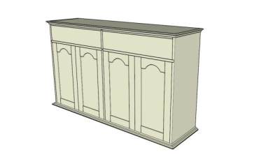 白松木餐具柜SU模型下载_sketchup草图大师SKP模型