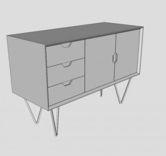 中世纪白色餐边柜SU模型下载_sketchup草图大师SKP模型