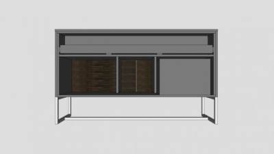 灰色小型餐具柜SU模型下载_sketchup草图大师SKP模型