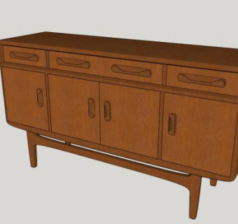 柚木餐边柜SU模型下载_sketchup草图大师SKP模型