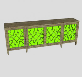 绿色餐具柜SU模型下载_sketchup草图大师SKP模型