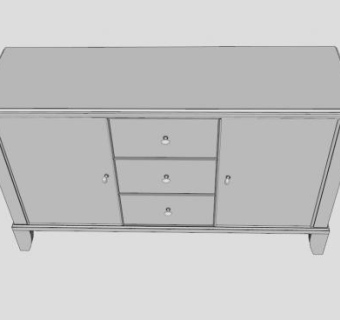 当代白色餐具柜SU模型下载_sketchup草图大师SKP模型