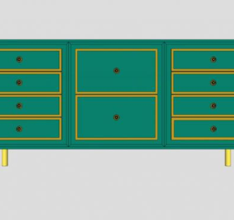 墨绿色餐具柜SU模型下载_sketchup草图大师SKP模型