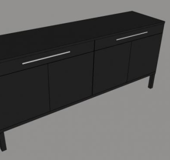 宜家黑色餐边柜SU模型下载_sketchup草图大师SKP模型