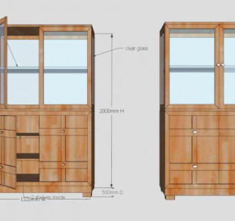 开放和关闭餐具柜SU模型下载_sketchup草图大师SKP模型