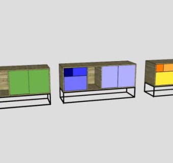 真正的彩色餐具柜SU模型下载_sketchup草图大师SKP模型