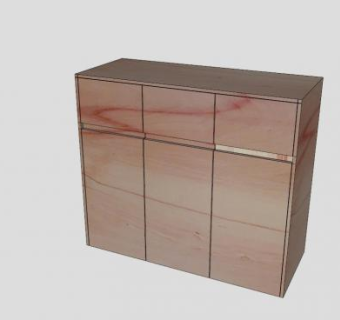 餐具柜3门SU模型下载_sketchup草图大师SKP模型