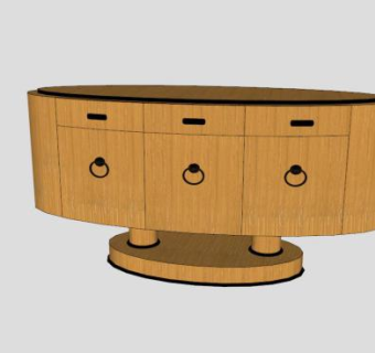 椭圆实木餐具柜SU模型下载_sketchup草图大师SKP模型