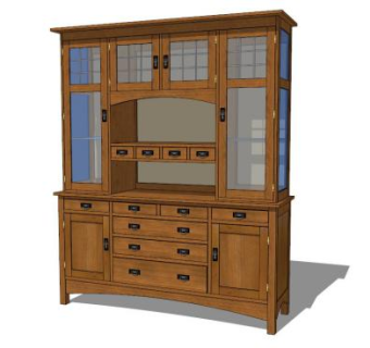 工艺与使命风格的餐边柜SU模型下载_sketchup草图大师SKP模型