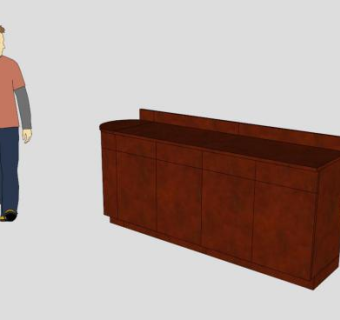 与左边的拱形叶子的低木橱柜SU模型下载_sketchup草图大师SKP模型