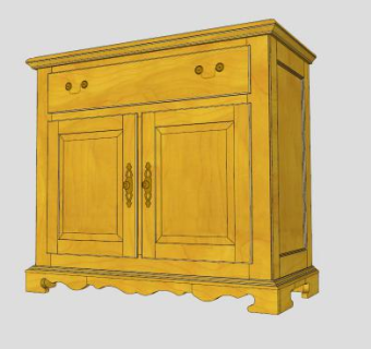 木餐具餐边柜SU模型下载_sketchup草图大师SKP模型
