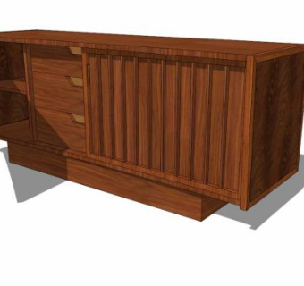橡木中式餐边柜SU模型下载_sketchup草图大师SKP模型