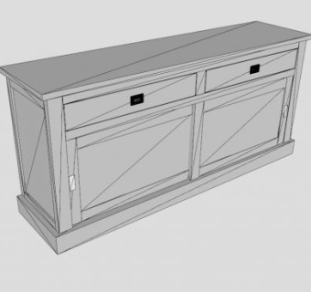 高档松木餐具柜SU模型下载_sketchup草图大师SKP模型