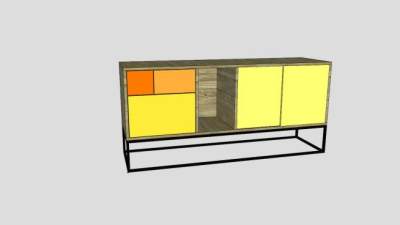 黄色的餐边柜SU模型下载_sketchup草图大师SKP模型