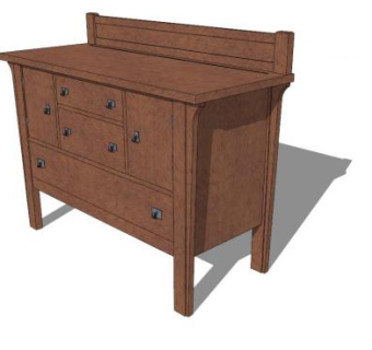工艺品棕色餐边柜SU模型下载_sketchup草图大师SKP模型