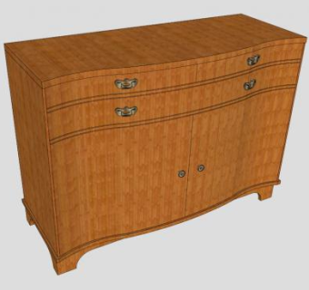 前面弯曲的餐边柜SU模型下载_sketchup草图大师SKP模型