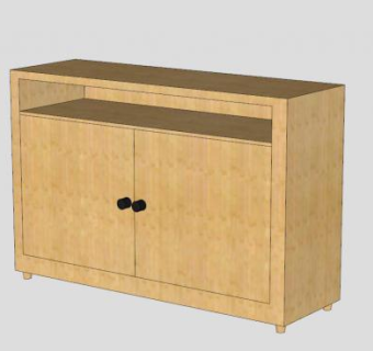 简单的木制餐具柜SU模型下载_sketchup草图大师SKP模型