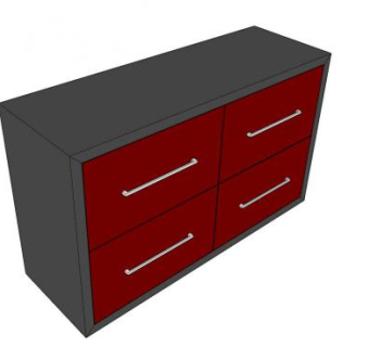 红色现代餐边柜SU模型下载_sketchup草图大师SKP模型