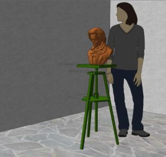 棕色室内雕塑SU模型下载_sketchup草图大师SKP模型