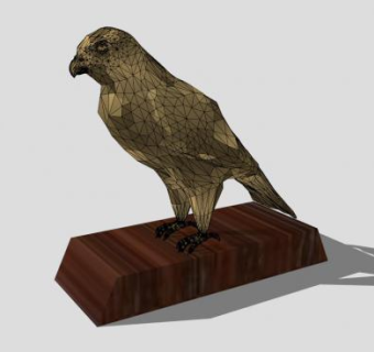 黄铜猎鹰桌面雕刻SU模型下载_sketchup草图大师SKP模型