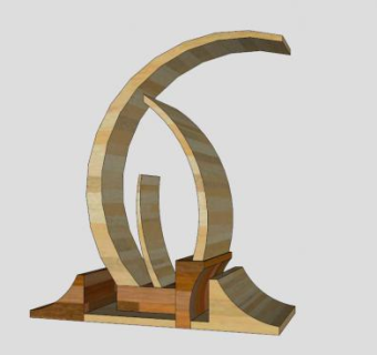 木质类保护雕塑SU模型下载_sketchup草图大师SKP模型