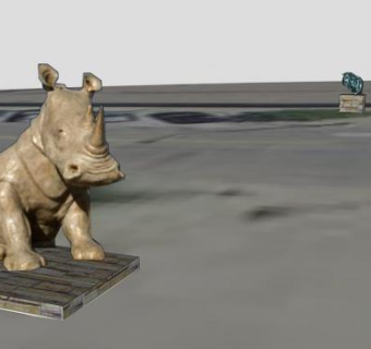菲利普斯大道犀牛雕塑SU模型下载_sketchup草图大师SKP模型