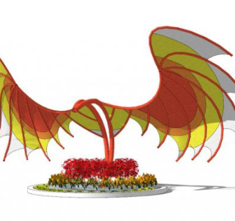 凤凰双翼雕塑SU模型下载_sketchup草图大师SKP模型