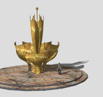 黄色建筑装饰性雕塑SU模型下载_sketchup草图大师SKP模型