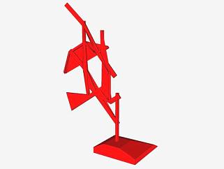 红色抽象雕塑SU模型下载_sketchup草图大师SKP模型