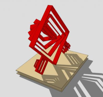 园林红色菱形雕塑SU模型下载_sketchup草图大师SKP模型