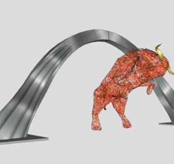 艺术红牛雕塑SU模型下载_sketchup草图大师SKP模型