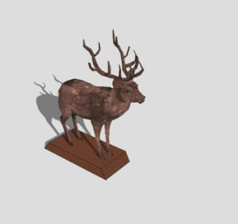 青铜铸造鹿雕塑SU模型下载_sketchup草图大师SKP模型