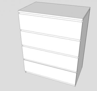 宜家4个抽屉斗柜SU模型下载_sketchup草图大师SKP模型