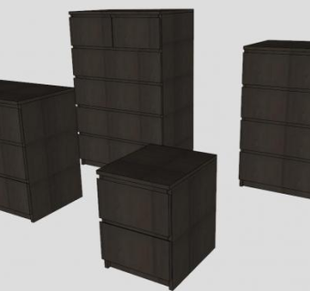 宜家马尔姆胸部抽屉系列SU模型下载_sketchup草图大师SKP模型