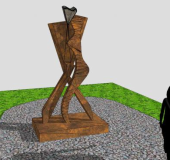 现代艺术舞蹈雕像SU模型下载_sketchup草图大师SKP模型