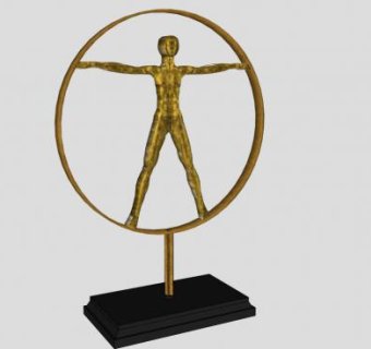 金属铜雕雕像SU模型下载_sketchup草图大师SKP模型