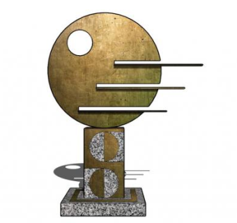 现代大理石金属雕塑SU模型下载_sketchup草图大师SKP模型