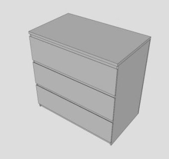 3个抽屉柜子SU模型下载_sketchup草图大师SKP模型