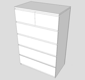 6个白色抽屉柜子SU模型下载_sketchup草图大师SKP模型