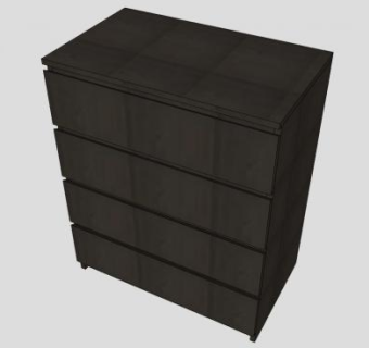 有4个抽屉的宜家斗柜SU模型下载_sketchup草图大师SKP模型