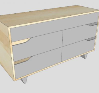 黄色6个抽屉柜SU模型下载_sketchup草图大师SKP模型