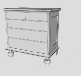 欧式白色五斗柜SU模型下载_sketchup草图大师SKP模型